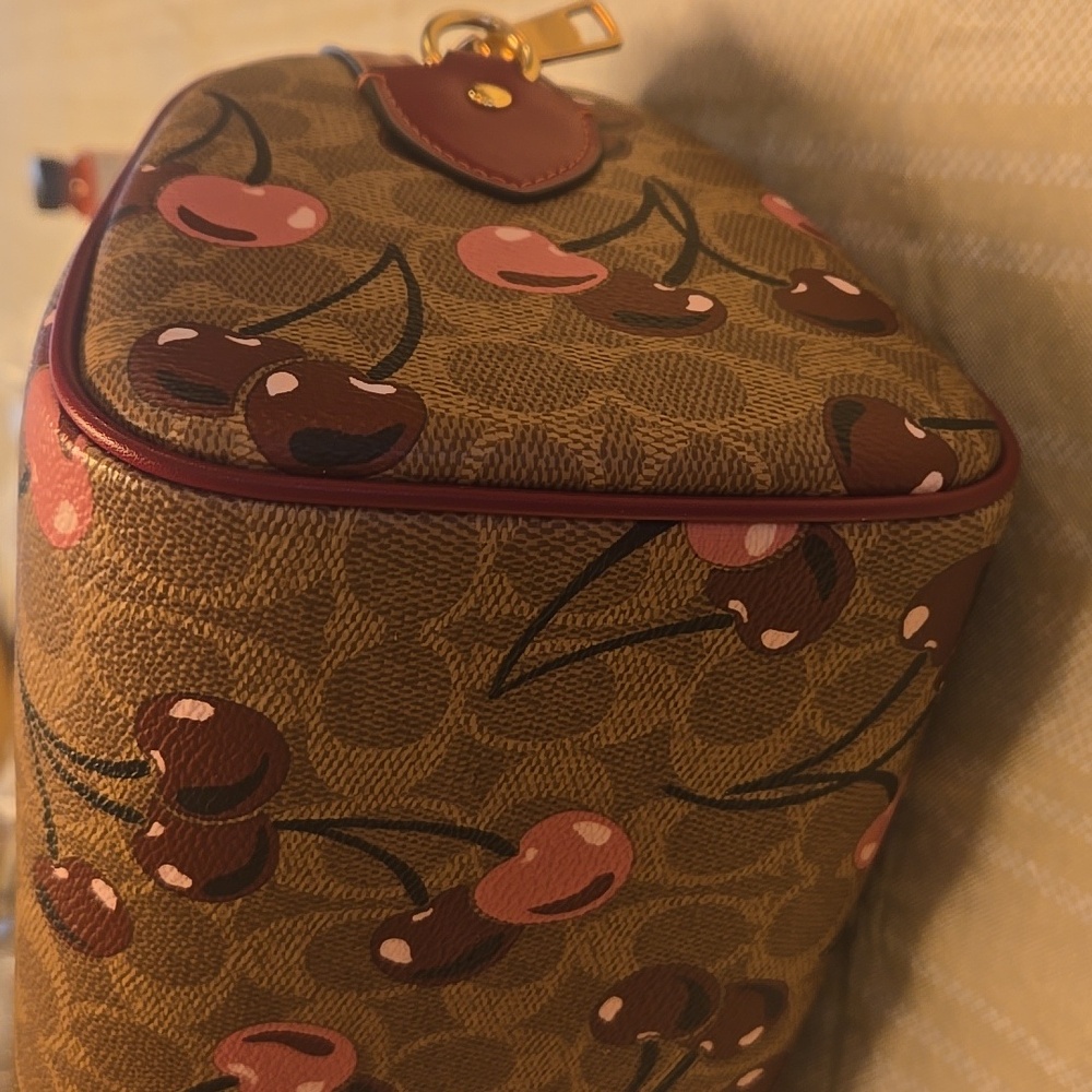 Coach Cherry Pattern Satchel - Brown and Pink - Picture 14 of 16